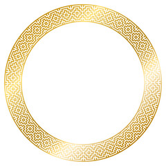 Wall Mural - greek gold frame, circle frame, vintage ornaments with seamless illustration png transparent backgro