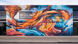 Fototapeta  - A street art mural pulsating with life and movement, featuring bold graffiti-style lettering and dynamic abstract shapes that breathe new life into the city streets.