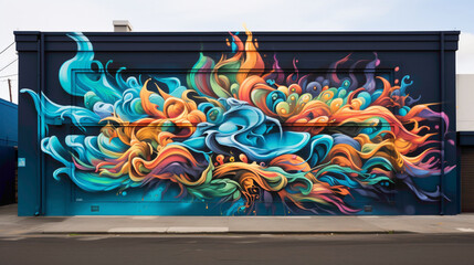 Wall Mural - An explosion of color and creativity captured in a street art mural, featuring intricate abstract designs and graffiti elements that ignite the imagination of passersby.