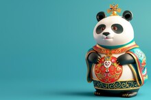A Panda Statue Wearing A Crown