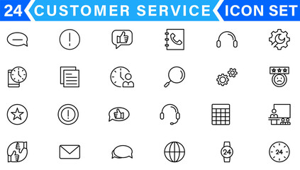 Customer service icon set. Containing customer satisfied, assistance, experience, feedback, operator and technical support icons