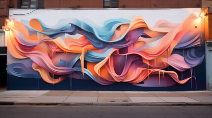 Wall Mural - A mesmerizing street art installation features graffiti-style lettering alongside abstract motifs, weaving together to form a captivating mural that breathes new life into the city streets.