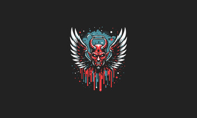 scary devil with big wings vector artwork design