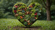 Heart Shaped homage to biodiversity with a beautiful .Generative AI