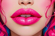 Illustrated puffy pink lips