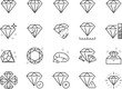 Diamond icon set. It includes gems, jewels, gemstones, treasure, and more icons. Editable Vector Stroke.