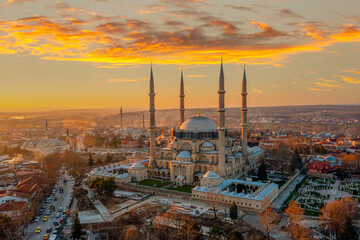 Selimiye Mosque exterior view in Edirne City of Turkey. Edirne was capital of Ottoman Empire.