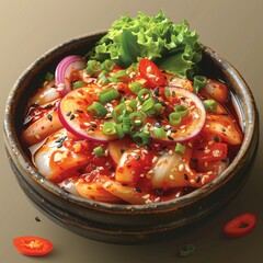 Wall Mural - Flat Design, Delicious Kimchi Food Illustration, Vector Style.