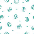Seamless pattern with green sashimi and hearts