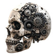 skull mechanical gears and pistons embedded