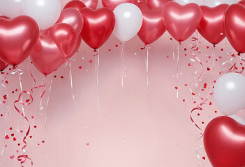 Valentine's day background with heart balloons colorful background