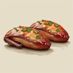 Wall Mural - Flat Design, Peking Duck Delicious Food Illustration, Vector Style.