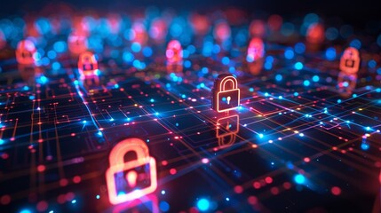 Poster - Digital Vigilance: Social Media Security Signs and Lock Symbol