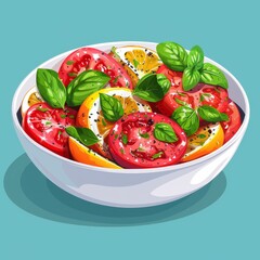 Wall Mural - Flat Design, Delicious Salad Food Illustration, Vector Style.