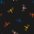 Seamless pattern with colorful dragonfly
