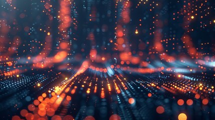 Poster - glowing digital scheme abstract background - futuristic neon hues illuminating dark space, cyberneti