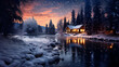Celebrating Winter's Serene Majesty - A Glimpse into An Enchanting Winter Wonderland Under a Diamond-Studded Night Sky