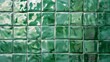 © keystoker - Detailed view of a glossy green ceramic tile wall with clean and reflective surfaces, background, wallpaper