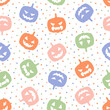 Seamless pattern with colorful halloween pumpkin