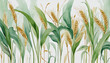 assemblage of wheat and jade abstract watercolor swashes isolated on a transparent background colorful background
