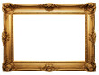© PNG Grapix - Golden wooden frame isolated on transparent background, Patterned and Vintage picture frame PNG format, old wide ornamental baroque picture frame