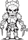 Fototapeta Dinusie - Eerie Enforcer Zombie Knight Soldier Black Vector Icon Shadowed Sentinel Zombie Knight Soldier Black Emblem Logo