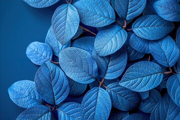 Sticker - Collection of tropical leaves,foliage plant in blue color 