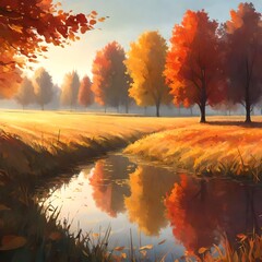 Wall Mural - autumn trees in the park