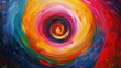 Spiraling vortexes of bright hues swirling across the canvas, each stroke adding to the mesmerizing composition.