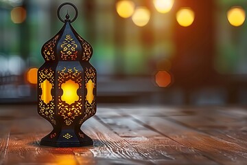 Eid Mubarak Ramadan Kareem - islamic muslim holiday background with eid lantern or lamp