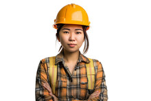 Trailblazing Chinese Female Builder On Transparent Background