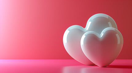 Heart shaped object on pink, love romance decoration background