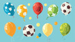 Soccer balloons sports equipment icons vector illus