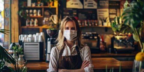 Wall Mural - Generate a photo of coffee shop mask 