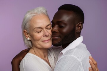 Loving Embrace Between Mature Woman and Young Man