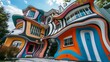 A building with a lot of different colors on it. Generative AI.