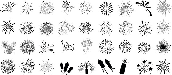 Wall Mural - fireworks, sparklers, and rockets vector set