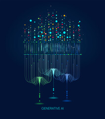 Wall Mural - Illustration of abstract stream. Artificial intelligence. Big data, technology, AI, data transfer, data flow, large language model, generative AI