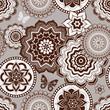 Vector vintage hand drawn tricolor seamless pattern with lacy mandalas  and butterflies on a white background