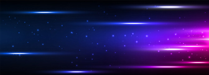 Fototapete - Abstract Futuristic Technology background of light ray, light trails, stripe line, high speed movement. Modern digital technology. Hi tech future digital transport,hyperloop. Science Technology Vector