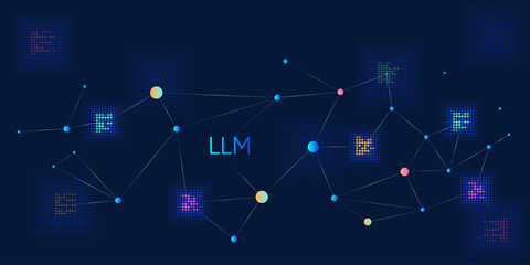 Poster - illustration of abstract stream. artificial intelligence. big data, technology, ai, data transfer, d