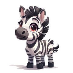 Wall Mural - Cute Funny Cartoon Zebra, Illustration for Children Book, Generative AI