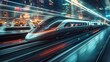 A high-speed bullet train speeding along a sleek, modern railway track, with futuristic design and advanced engineering ensuring a smooth and comfortable ride.