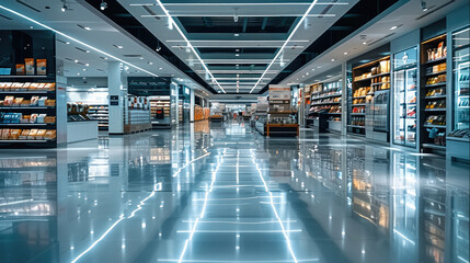 Aufkleber - Modern hypermarket. Generative AI.
