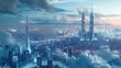 Futuristic city, city of light and technology. Generative AI.