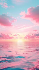 Wall Mural - Beautiful sea pink and blue sky sunset calm water