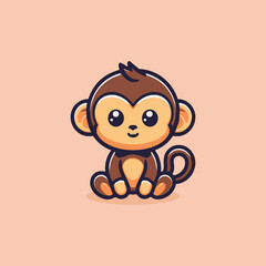 Wall Mural - Illustration of a charming little monkey in vector form.