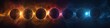 A succession of solar eclipse phases with vibrant corona visible, background, wallpaper, cosmic banner