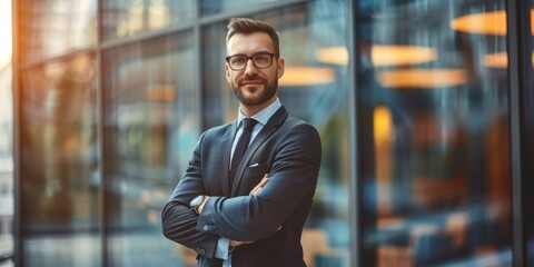 Wall Mural - successful businessman on the background of a bright office.