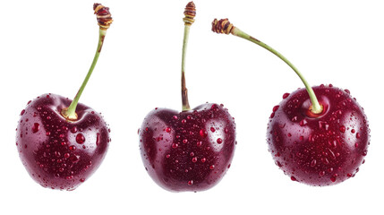 Sticker - fresh cherries isolated on white or transparent